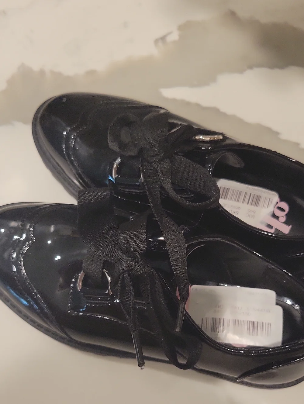 G B GIRLSs Black Patent Lace-Up Oxford Shoes SIZE 1 NEW